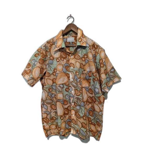 Mens Golden Arrow Camp Shirt  Pocket Fruit Pattern Vintage 60s XL Chest 51 - Picture 1 of 5